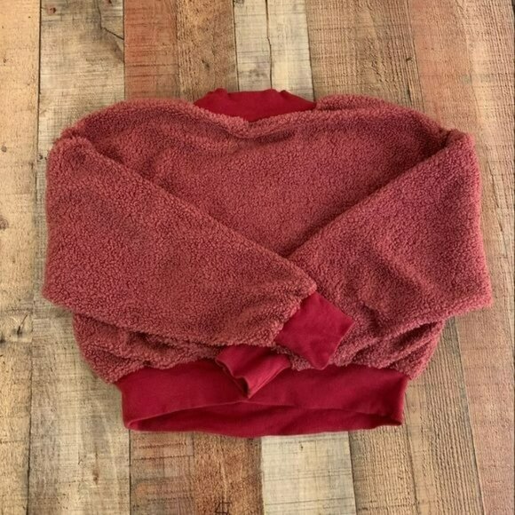 Fabletics womens size small red soft teddy bear pullover sweatshirt - Picture 6 of 8
